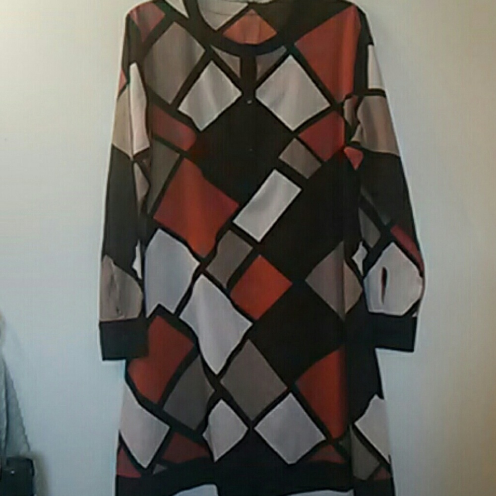 color block brown kurta abaya size L preowned